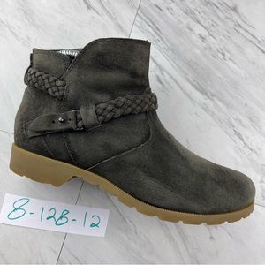 •Teva Boots Womens 8 Dela Vina Ankle Booties Braid 1008601 Green Olive Suede